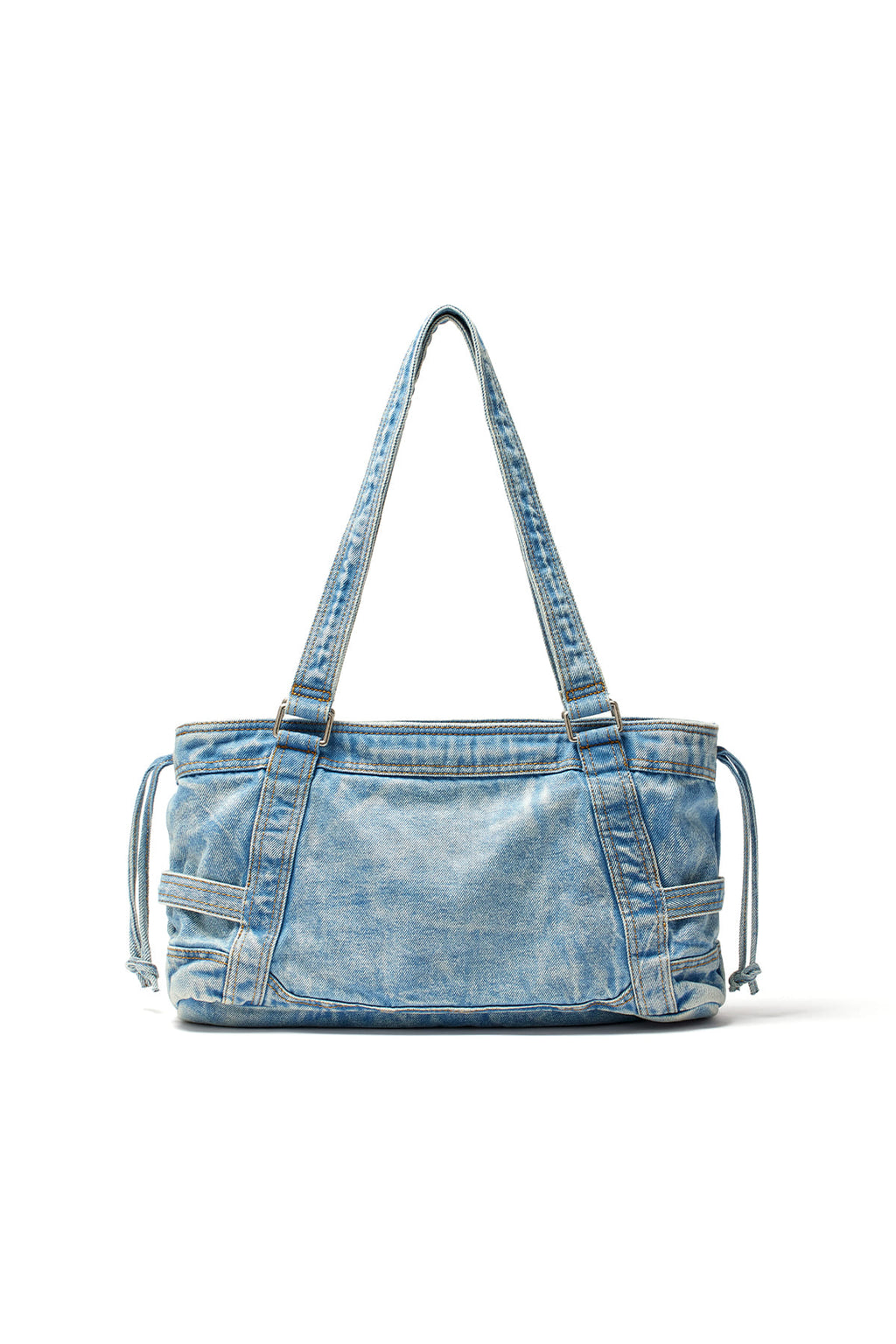 [matinkim] MATIN WASHED DENIM SQUARE BAG IN LIGHT BLUE
