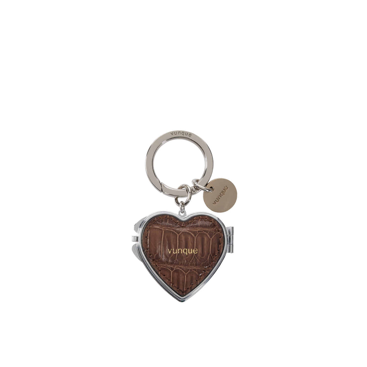 Vunque Ecllat Heart Pocket Mirror Charm Brown