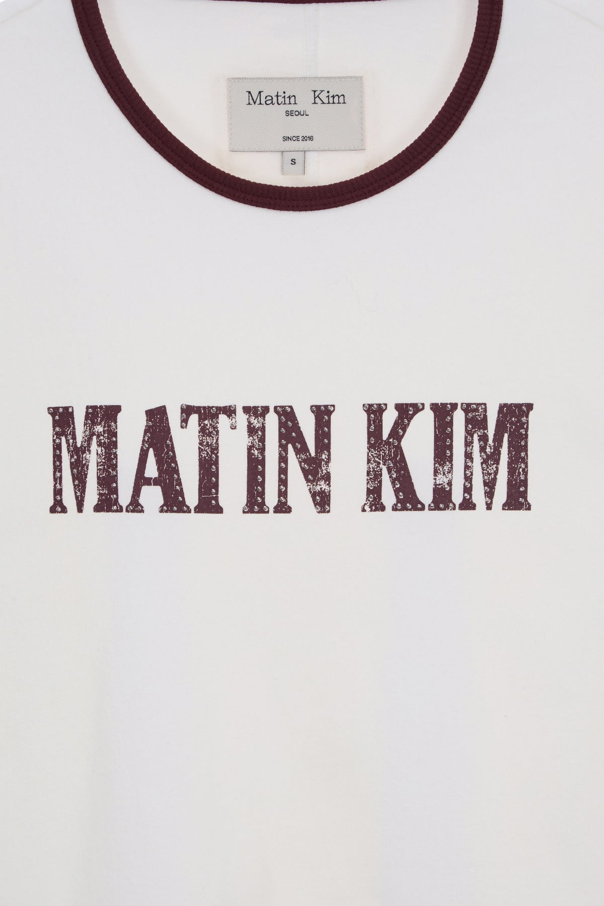[matinkim] STUD LOGO RINGER TOP IN WHITE