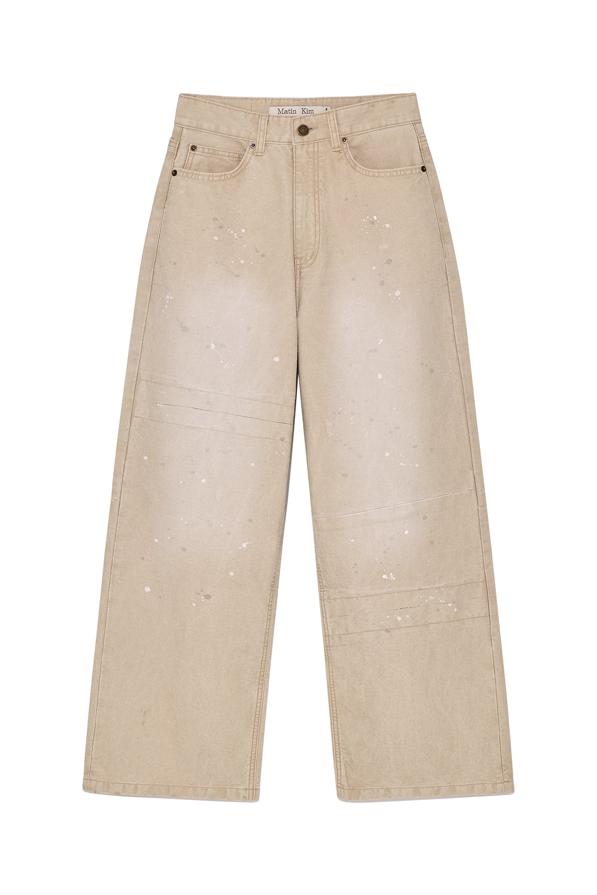 Matinkim Unbalance Cut Point Vintage Cotton Pants IN Beige