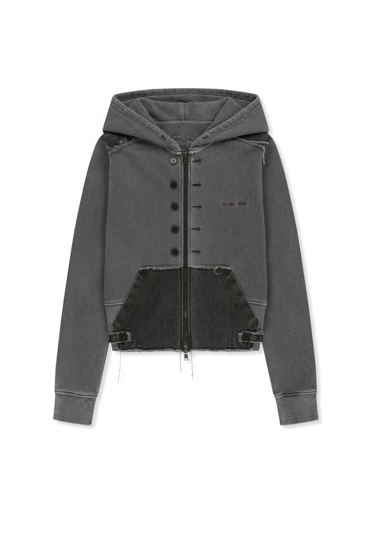 Matinkim Faded Washed Hoody Zip UP IN Charcoal