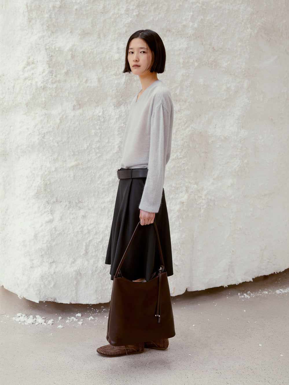 Low Classic Flared Midi Skirt Navy