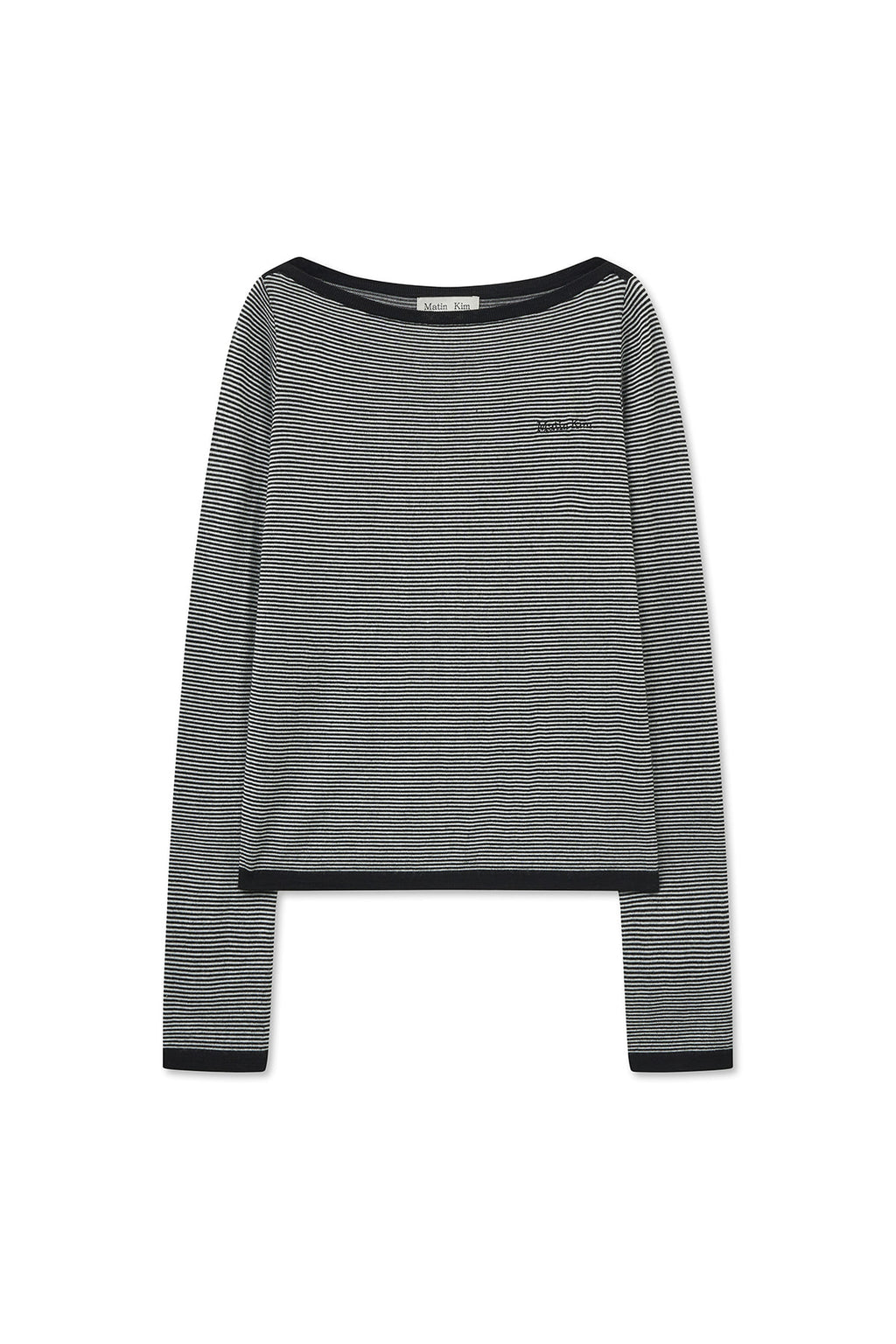 [matinkim] ESSENTIAL BOAT NECK KNIT TOP IN BLACK