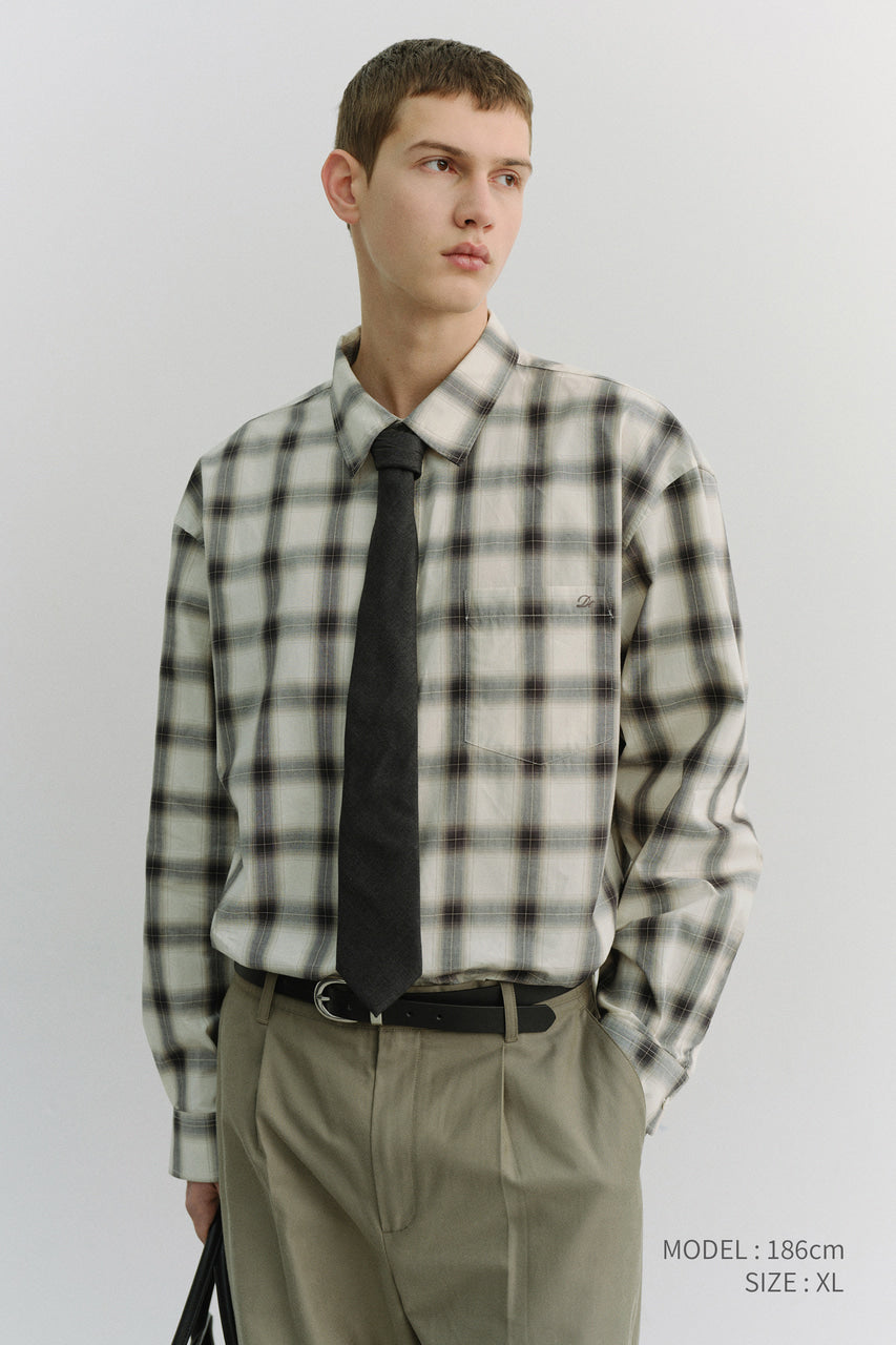 Dunst Unisex 2-Way Oversized Checked Shirt Black Ombre Check