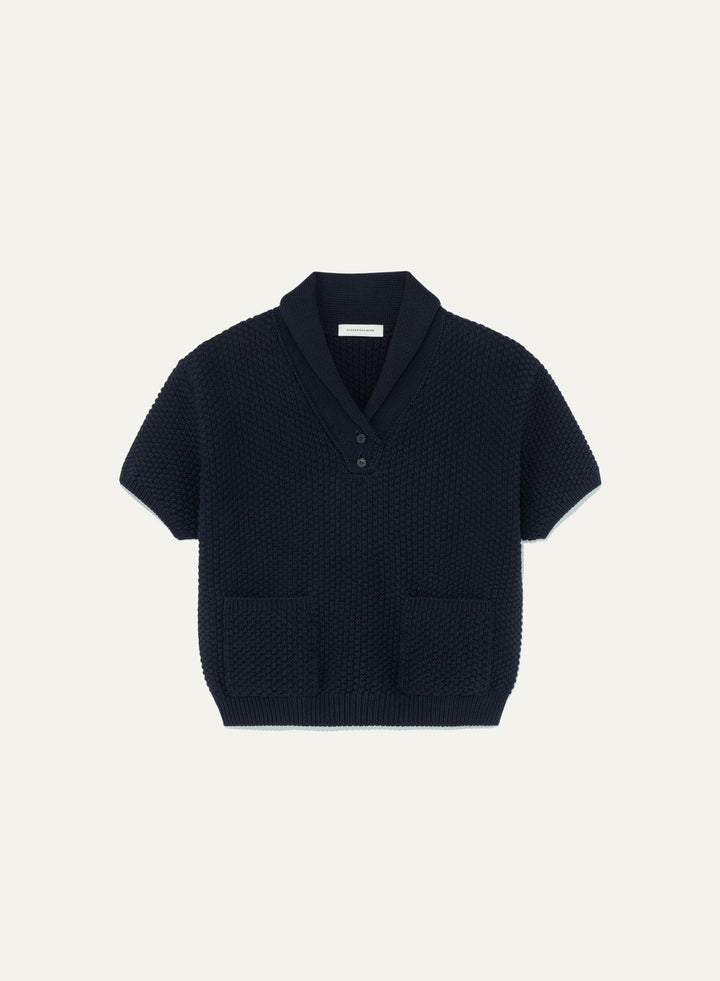 Kindersalmon Verbena Collar Knit Dark Navy