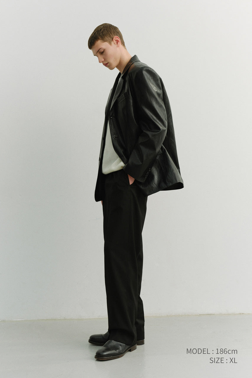 Dunst Unisex 3 Button Leather Blazer Black