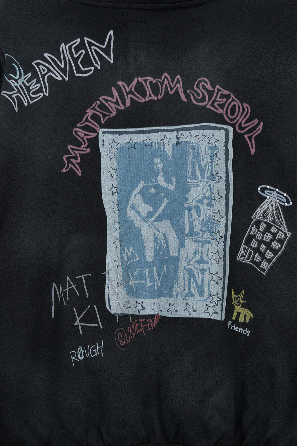 Matinkim Vintage Washed Graffiti Hoody Zip UP IN Black