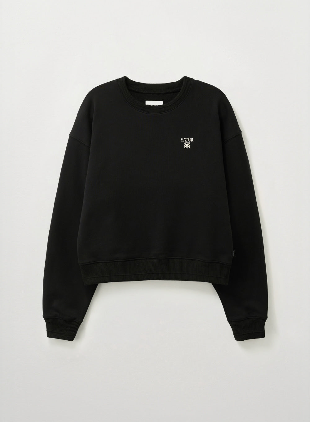[satur] (W) Loren Small Logo Basic Crop Sweatshirt - Black