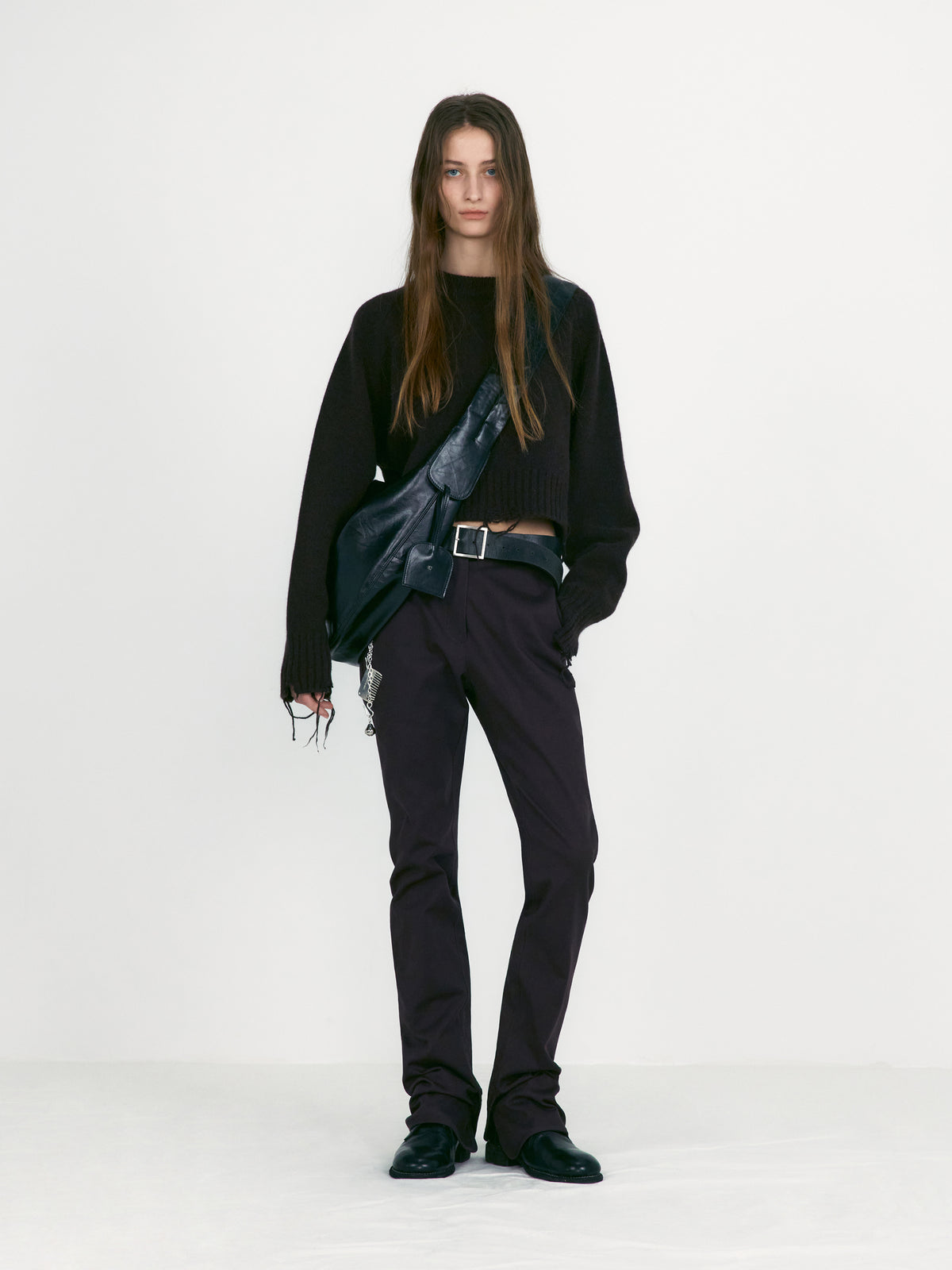 Low Classic Slit Hem Slim-Fit Pants Purple Brown
