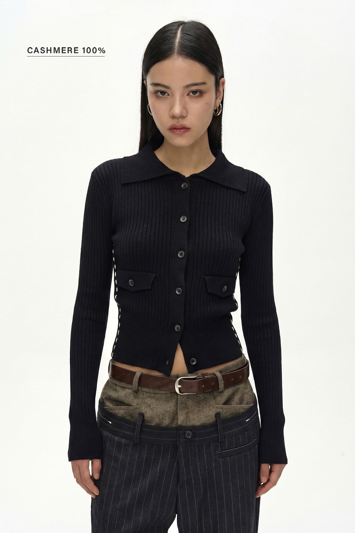 Andersson Bell Cashmere Hand Stitched Rib Cardigan