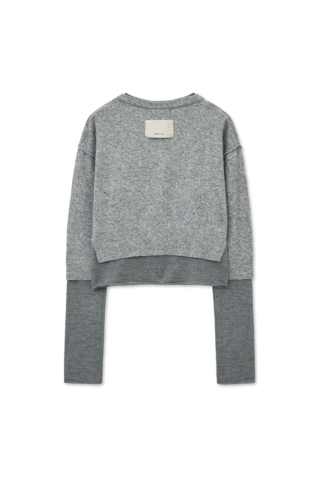 [matinkim] LAYERED TEXTURE KNIT CARDIGAN IN GREY