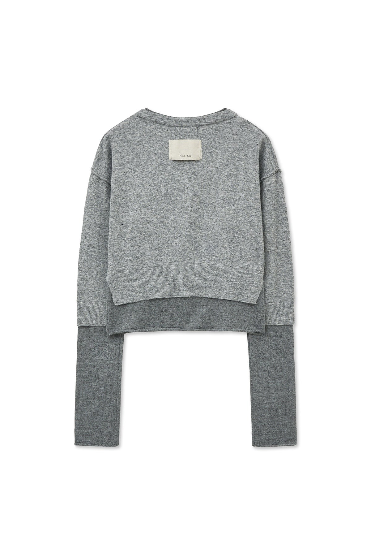 [matinkim] LAYERED TEXTURE KNIT CARDIGAN IN GREY