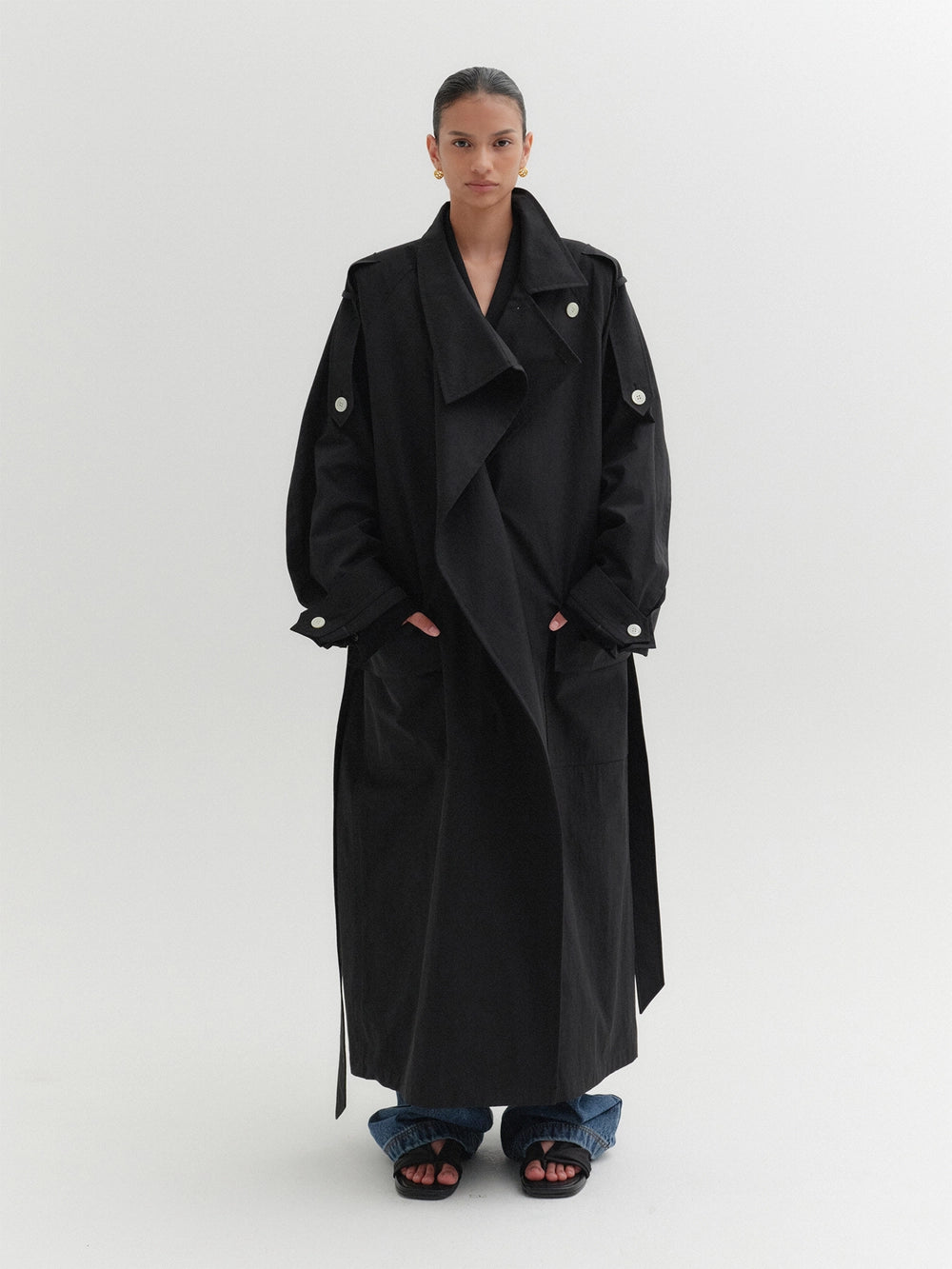 EENK Relaxed Trench Coat - Black