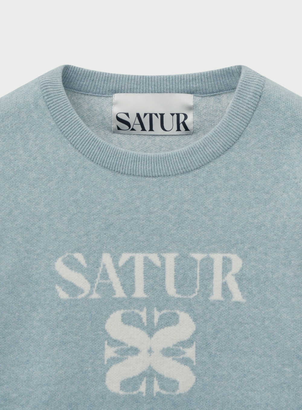 [satur] Basic Logo Jacquard Crew Neck Knit - Mint