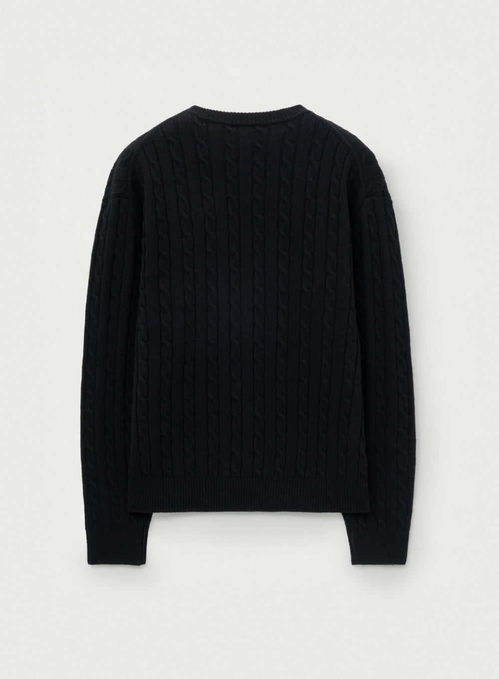 [satur] Basic Cable Crew Neck Knit - Black
