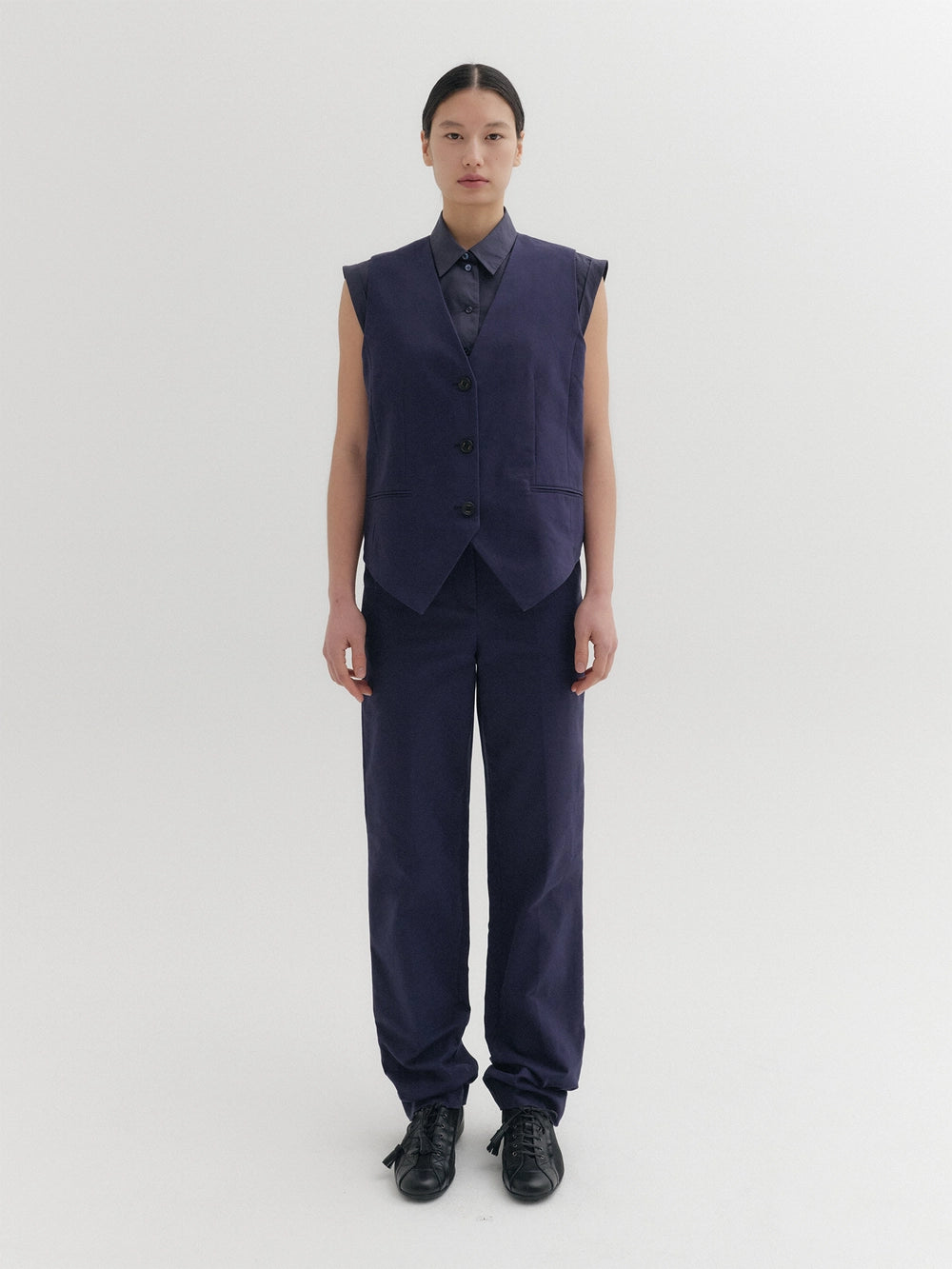 EENK Shirt Layered Vest - Navy