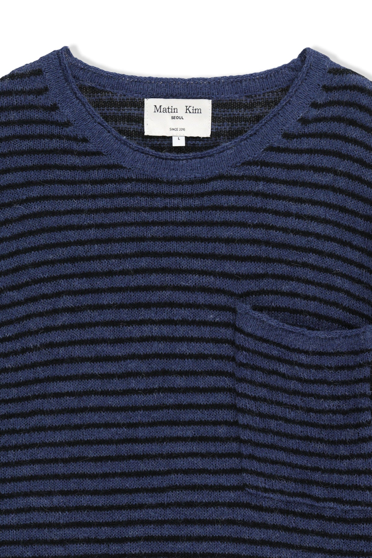 Matinkim Multi Stripe Alpaca Blended Knit Pullover IN Blue