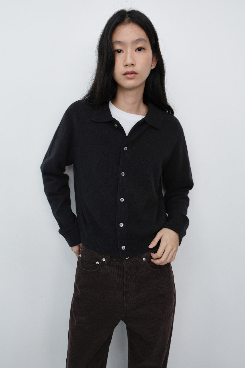Dunst Unisex Collared Knit Cardigan Black