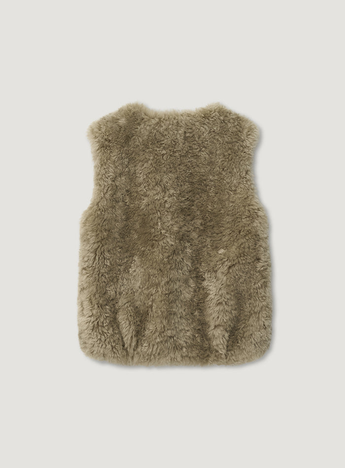 Mango Maniplease Harney Fur Vest Ash Beige