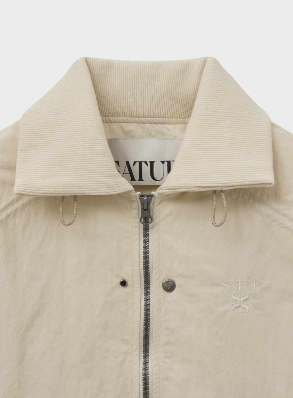 [satur] (W) Maron Nylon Crop Bomber Jacket - Light Beige