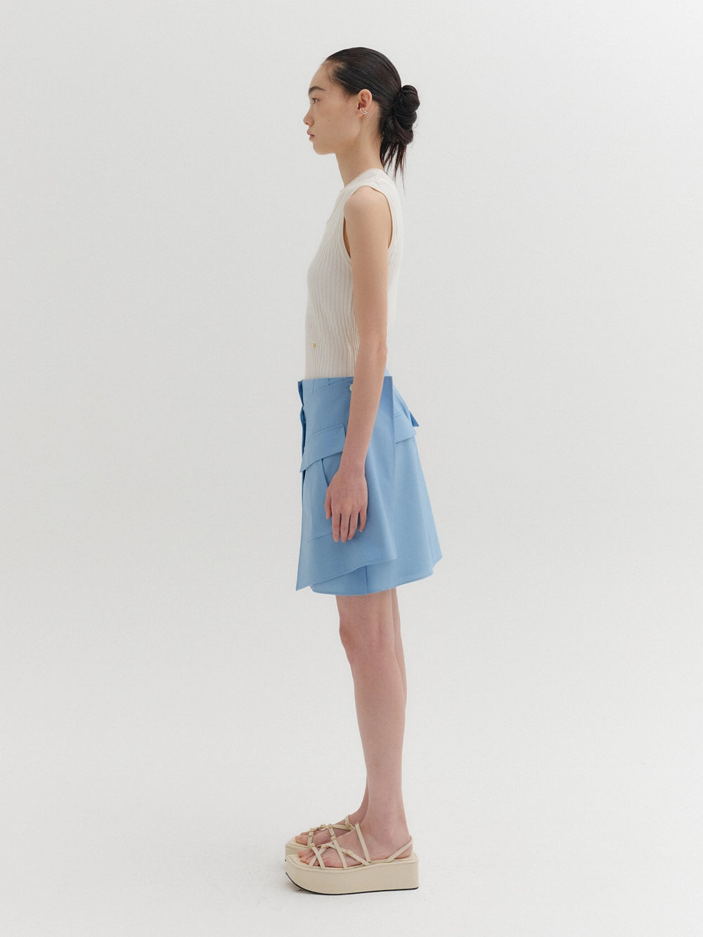 EENK Asymmetrical Pocket Skirt - Light Blue