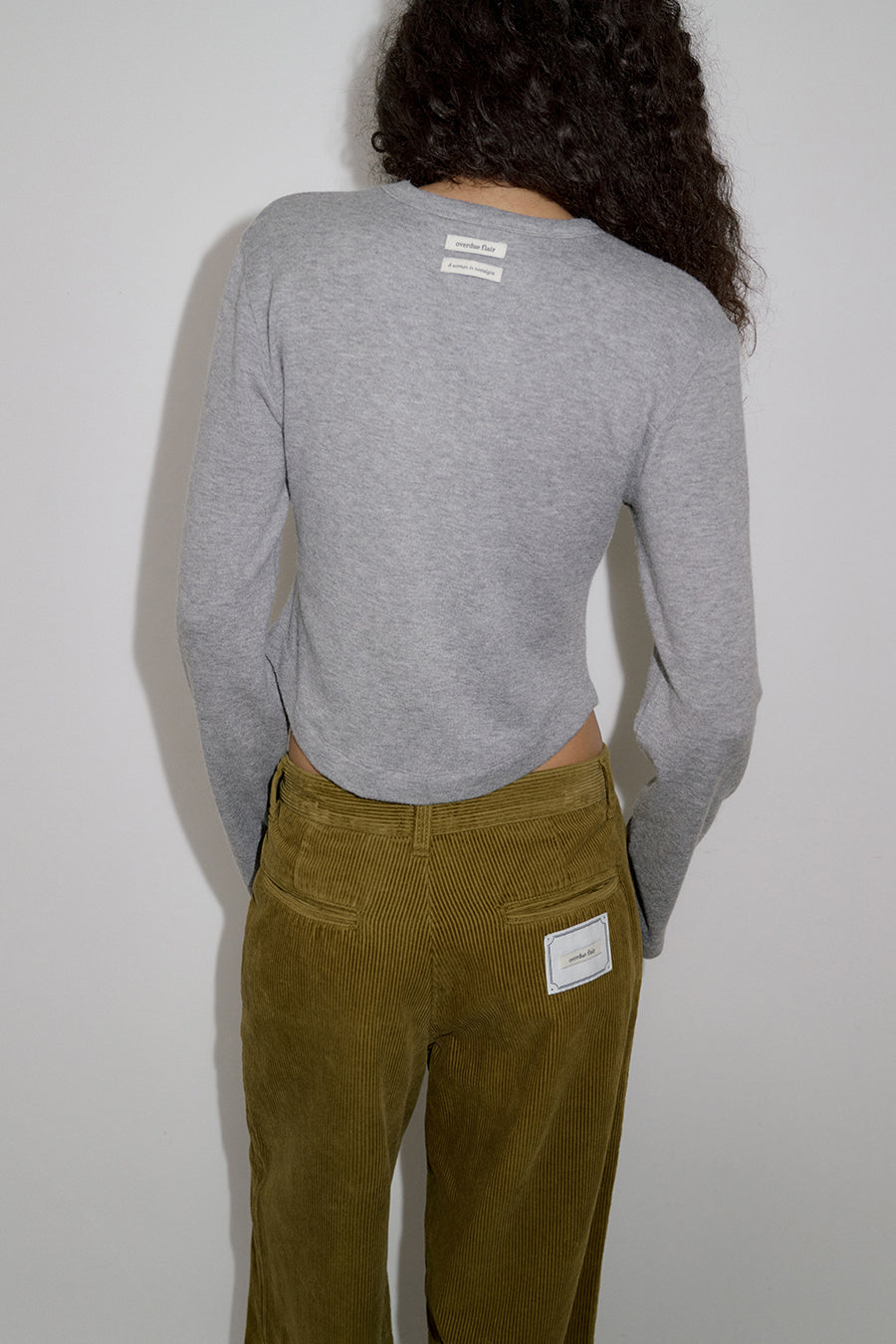 Overdueflair Line Crop T-Shirts Melange Grey