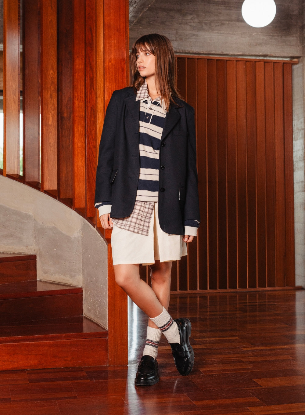 [satur] (W) 3-Button Single Blazer - Navy