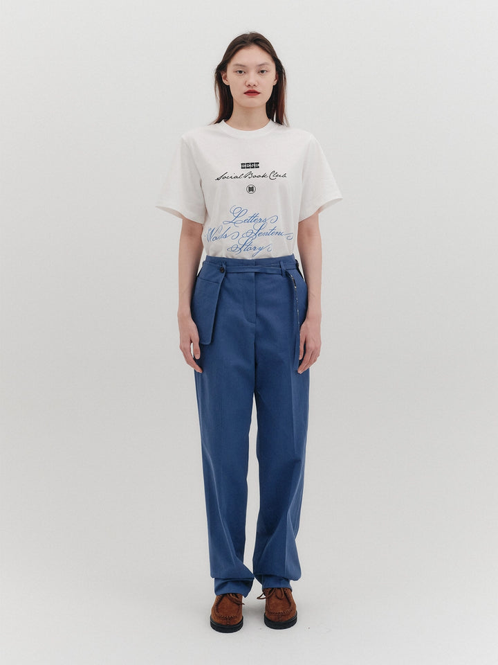 EENK Belted Straight Pants - Blue