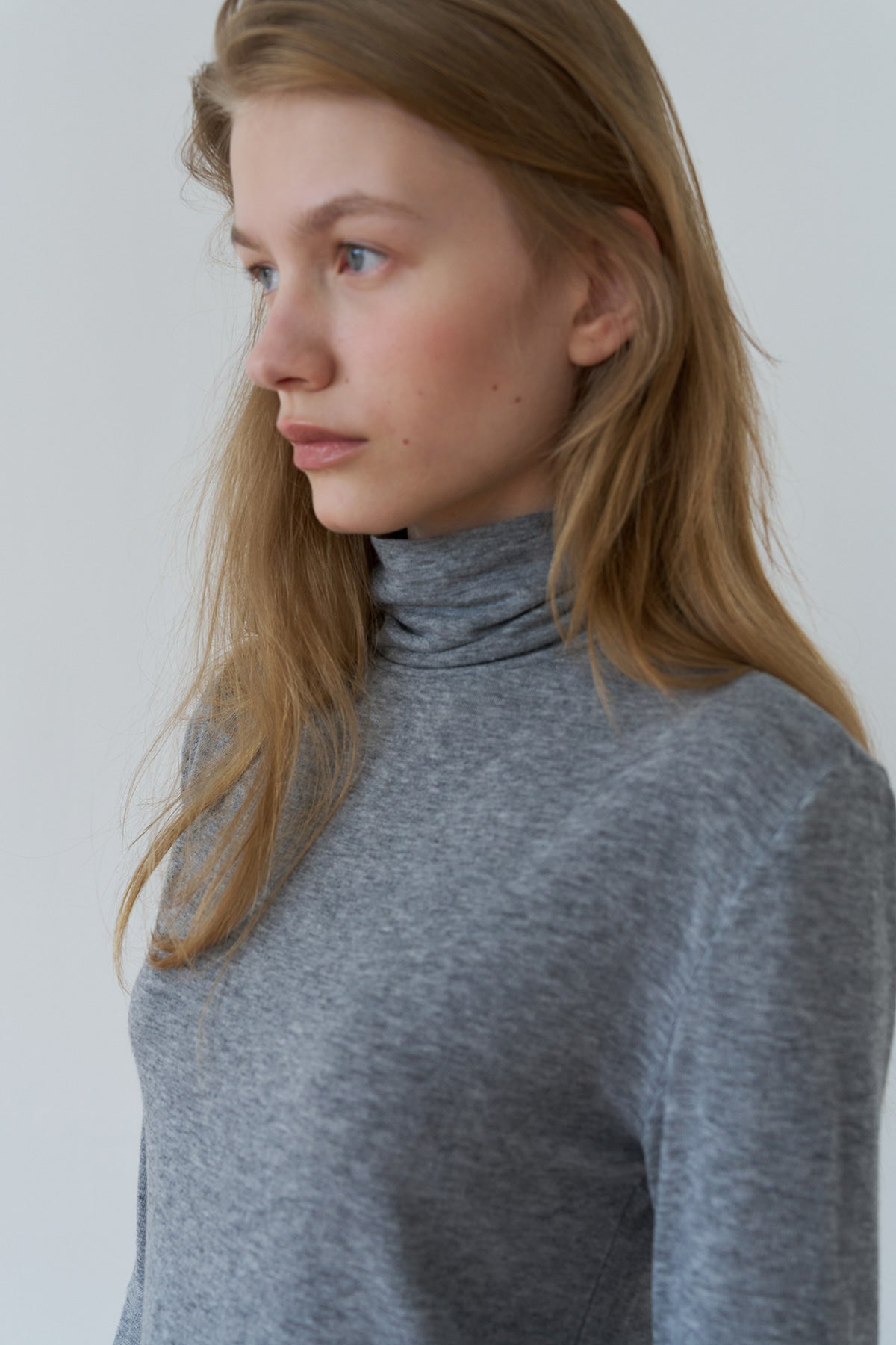 Overdueflair Slim-Fit Wool Turtleneck T-Shirt Grey