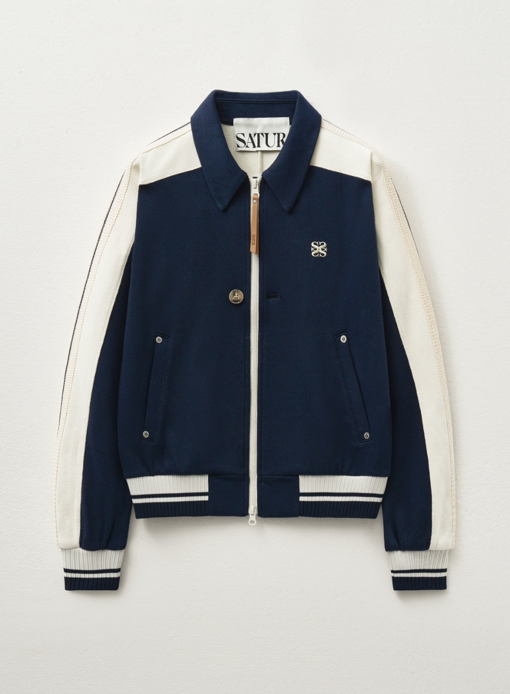 [satur] (W) Lawton Collar Track Zip-Up Jacket - Classic Navy