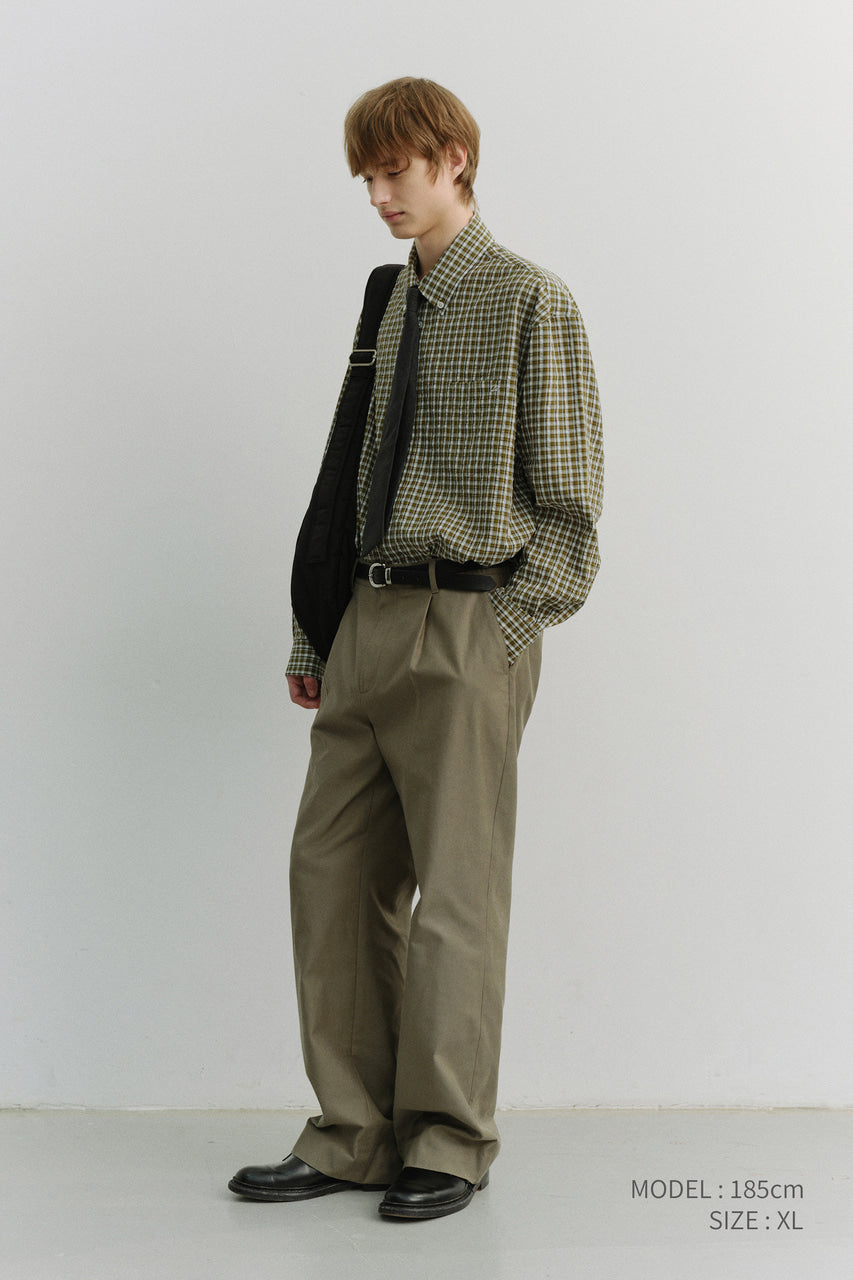 Dunst Unisex Oversized BD Checked Shirt Khaki Green Check