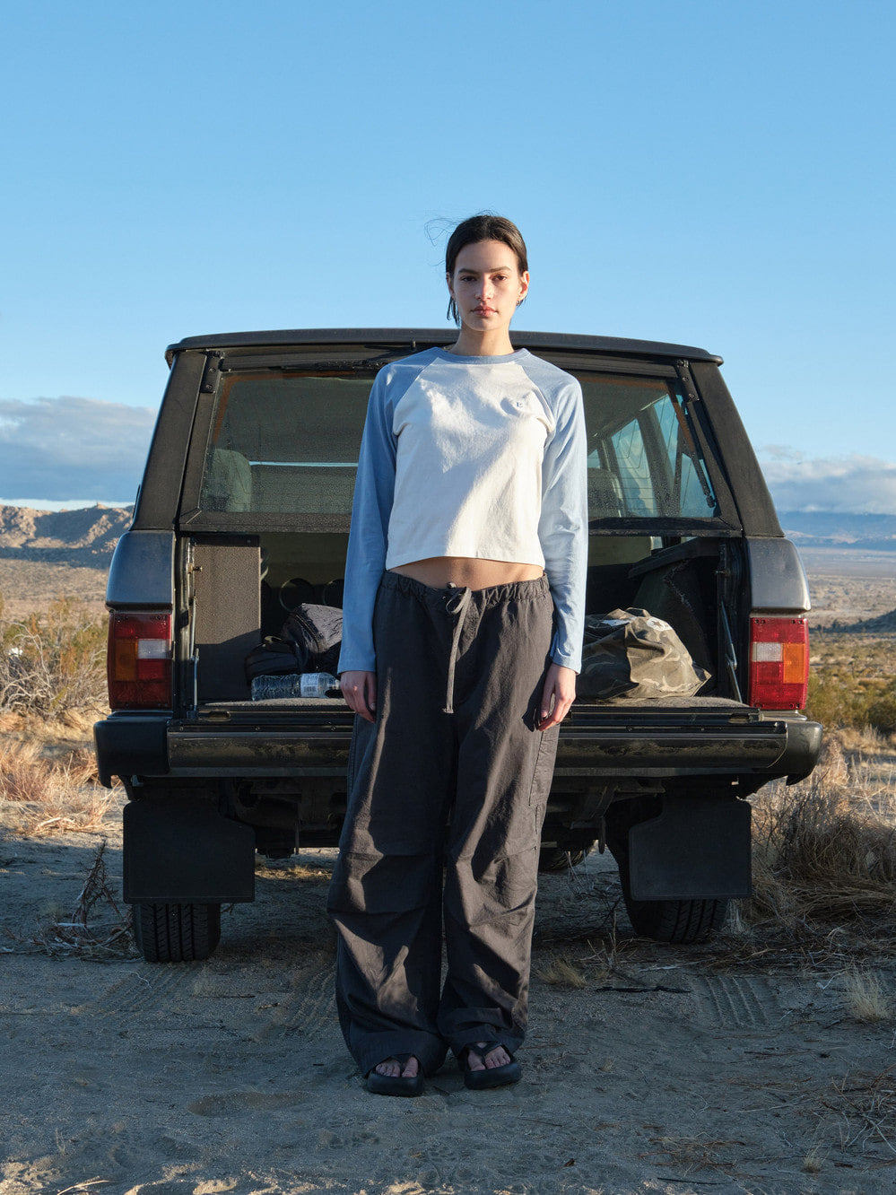 Low Classic Washed Cotton Cargo Pants Charcoal