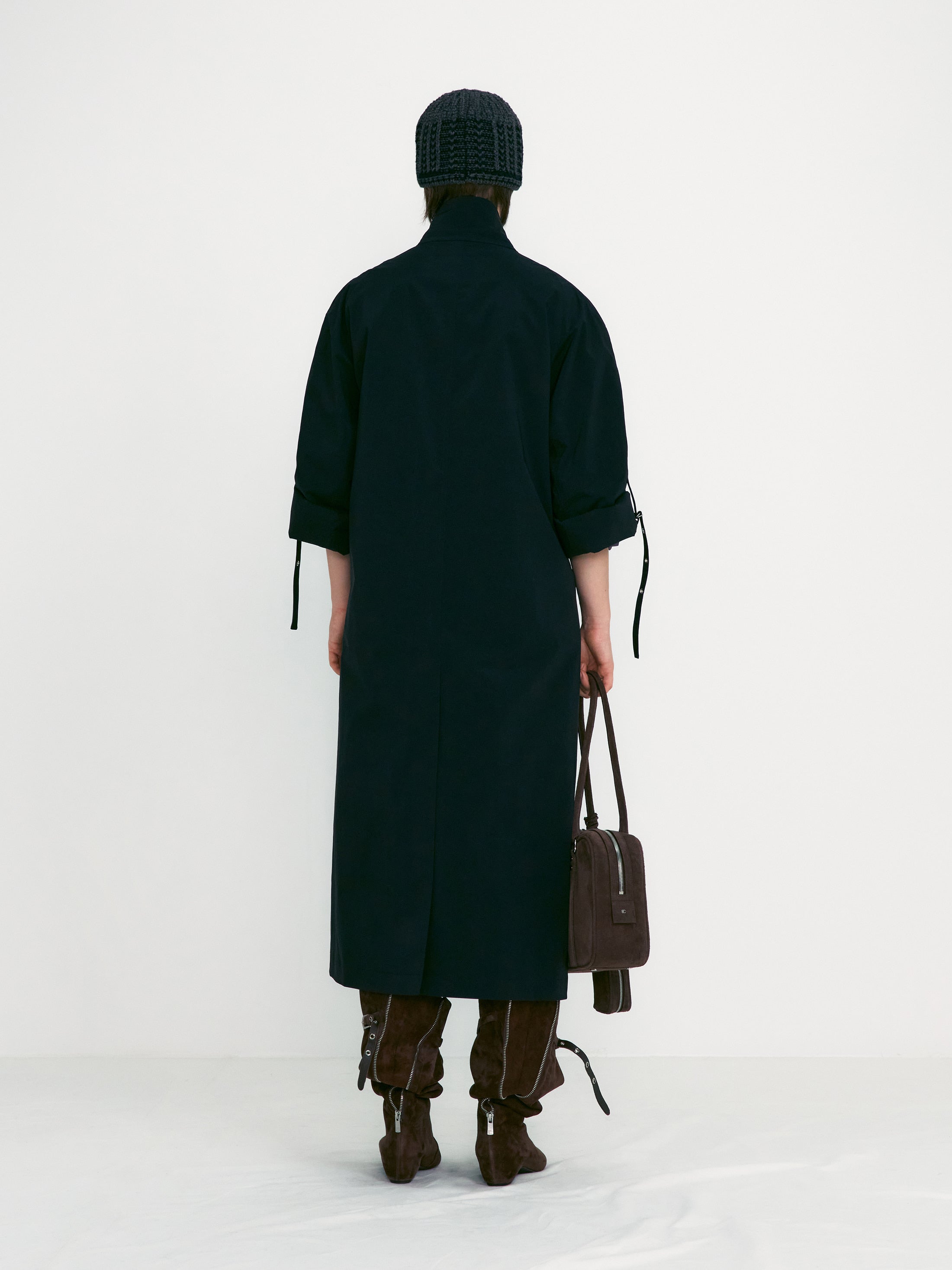[low_classic] Oversized Belted Trench Coat
Black