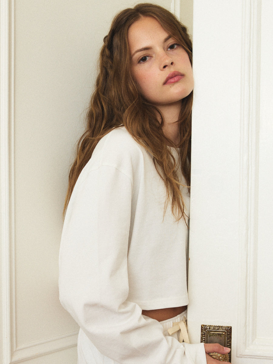 GLOWNY G Classic Soft Crop Long Sleeve (White)