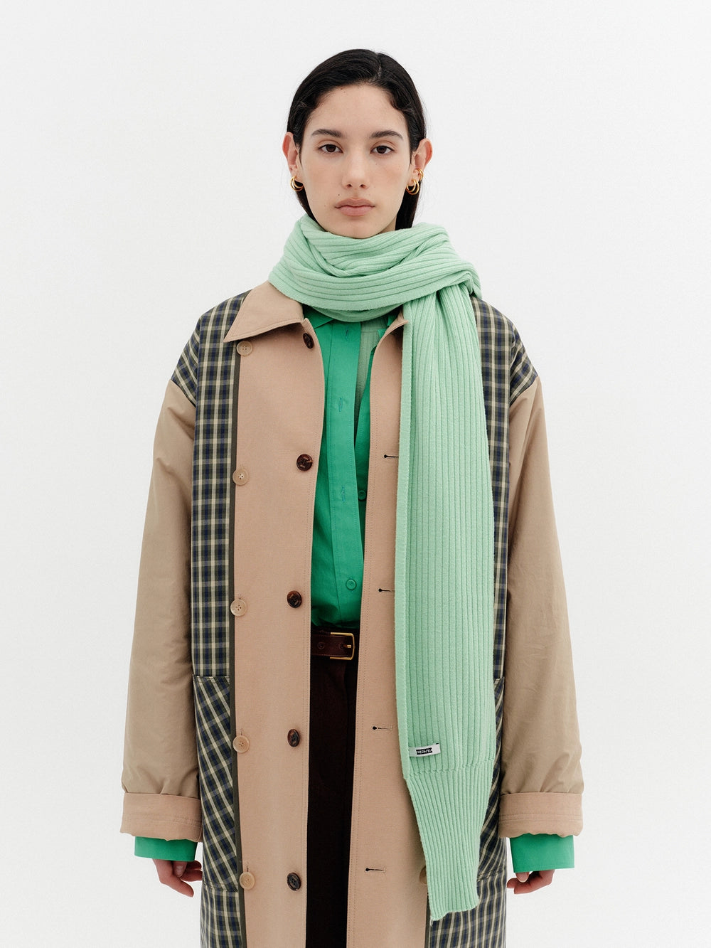 EENK Logo Label Rib Muffler - Green