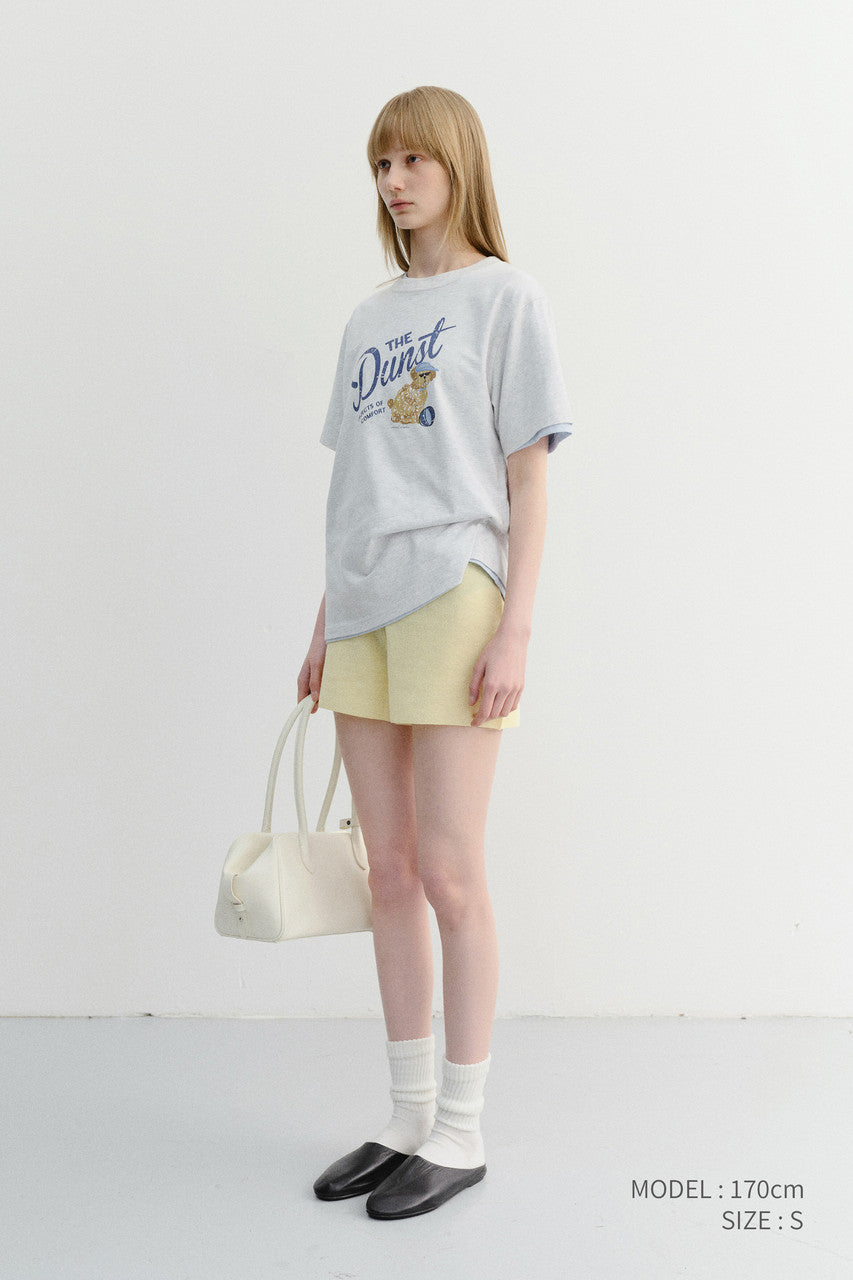 Dunst Unisex Drawing Puppy T-Shirt Light Melange Grey