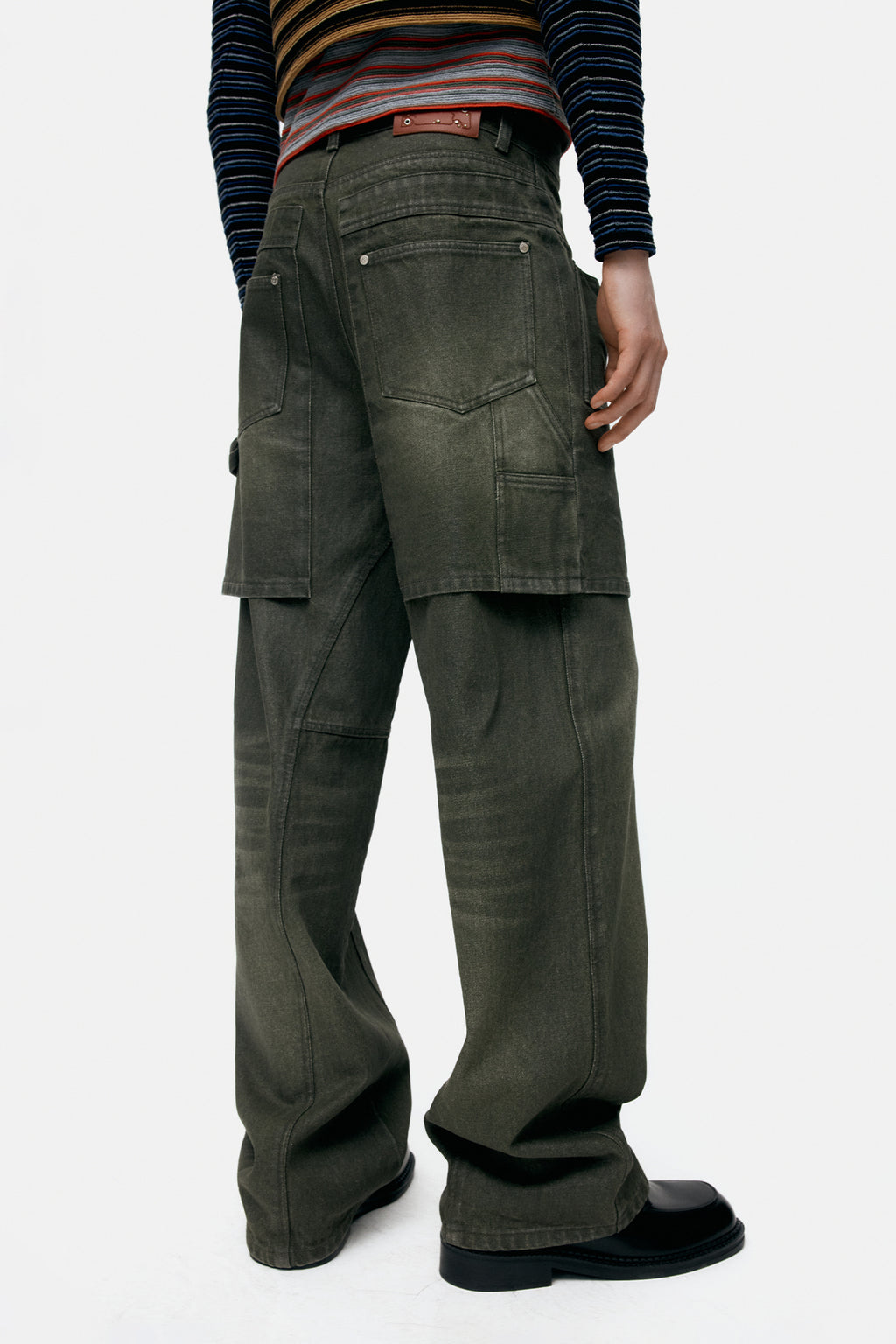 Andersson Bell Unisex Raptor Layered Wide-Leg Jeans Green)
