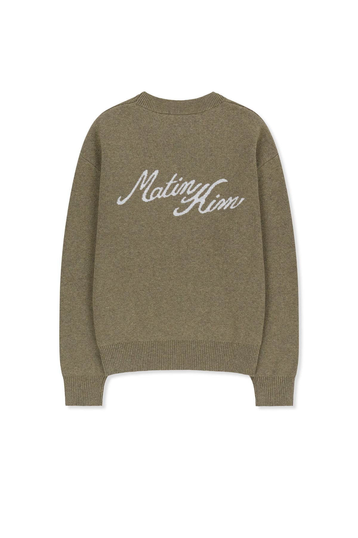 Matinkim Calligraphy Back Logo Knit Pullover IN Khaki