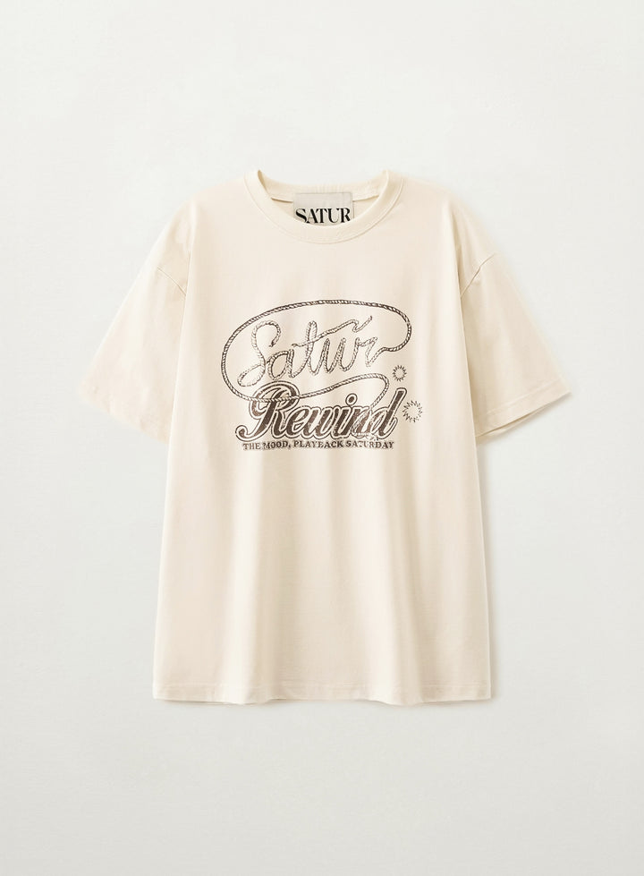 Satur Rewind Graphic T-shirt - Cream