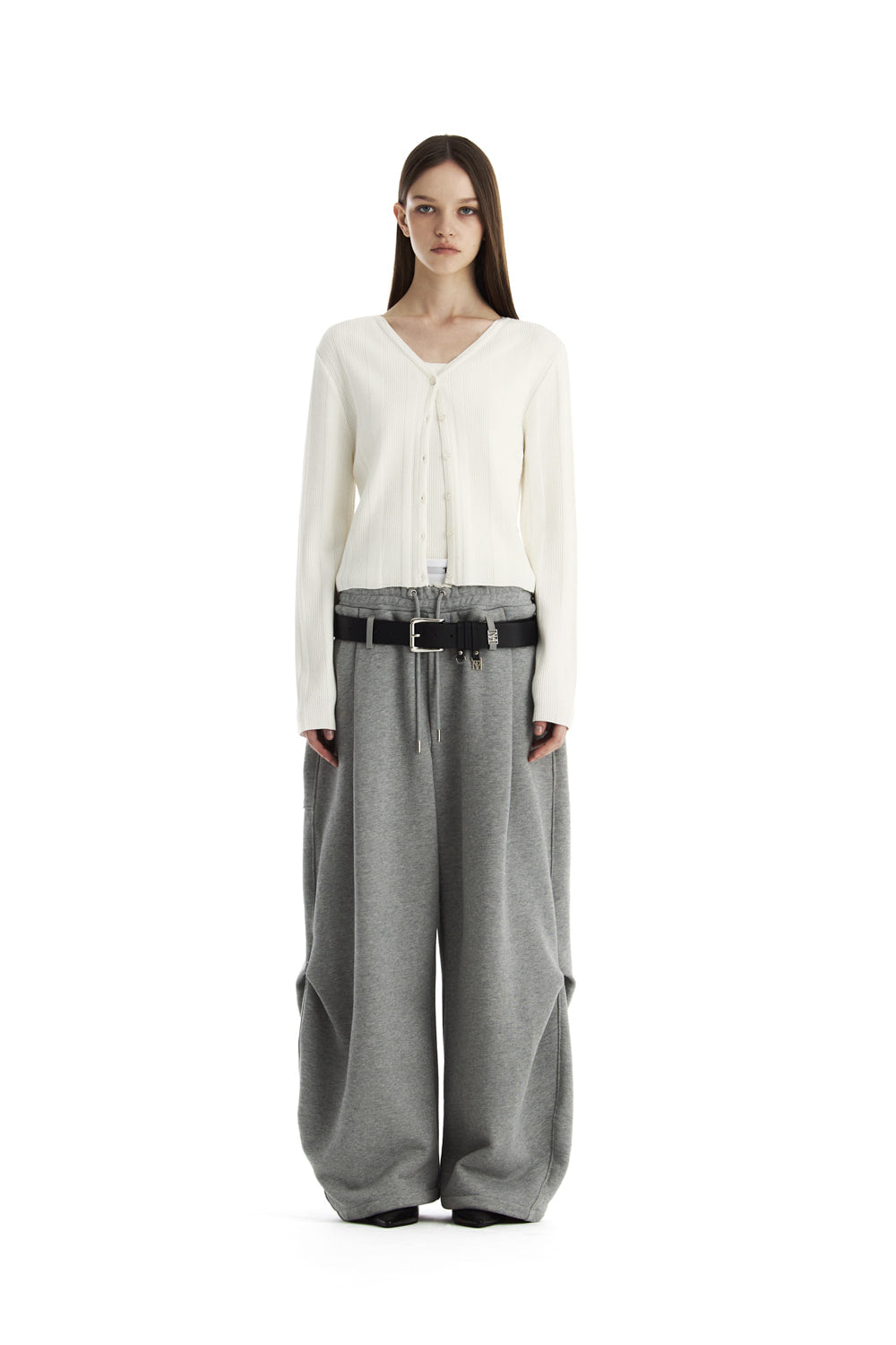 Treemingbird Essential Ribbed V-Neck Knit Cardigan Ivory
