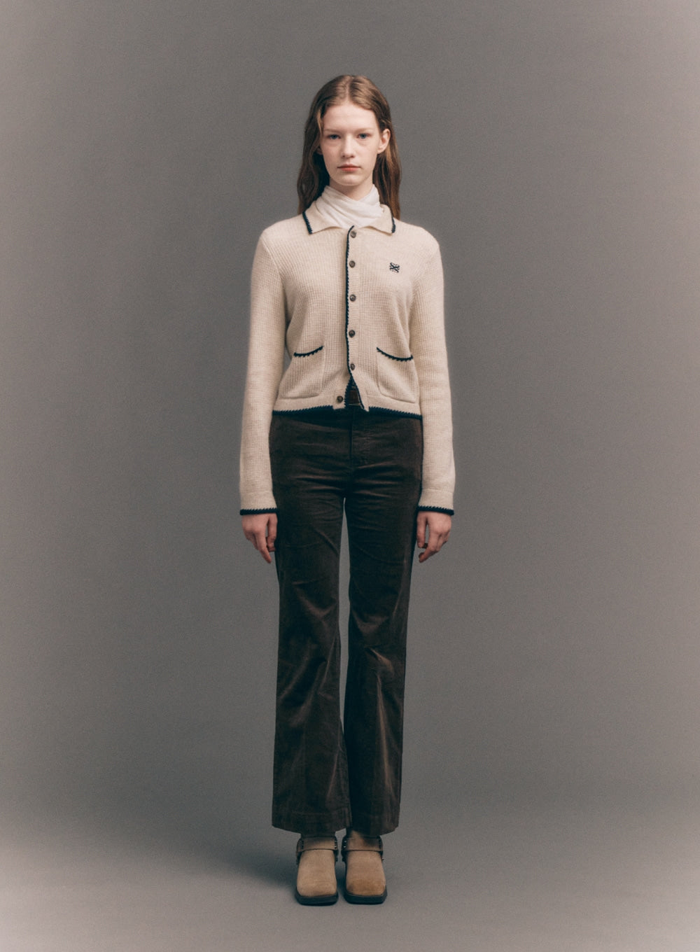 [satur] (W) Bluff Raccoon Collar Knit Cardigan - Cream