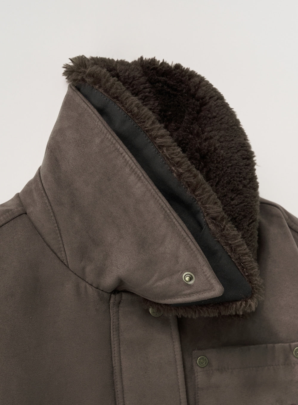 [satur] (W) Synthetic Suede Blouson Jumper - Dark Brown