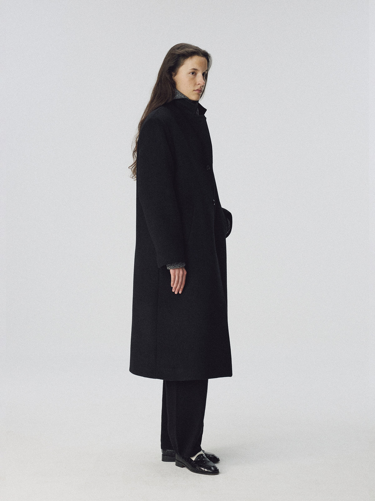 Nothing Written Nocturne single wool coat (Navy black)