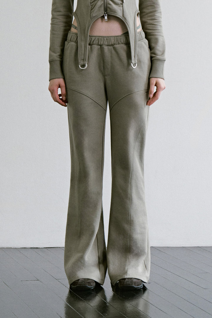 Treemingbird Slim Bootcut Set-up Sweat Pants Khaki