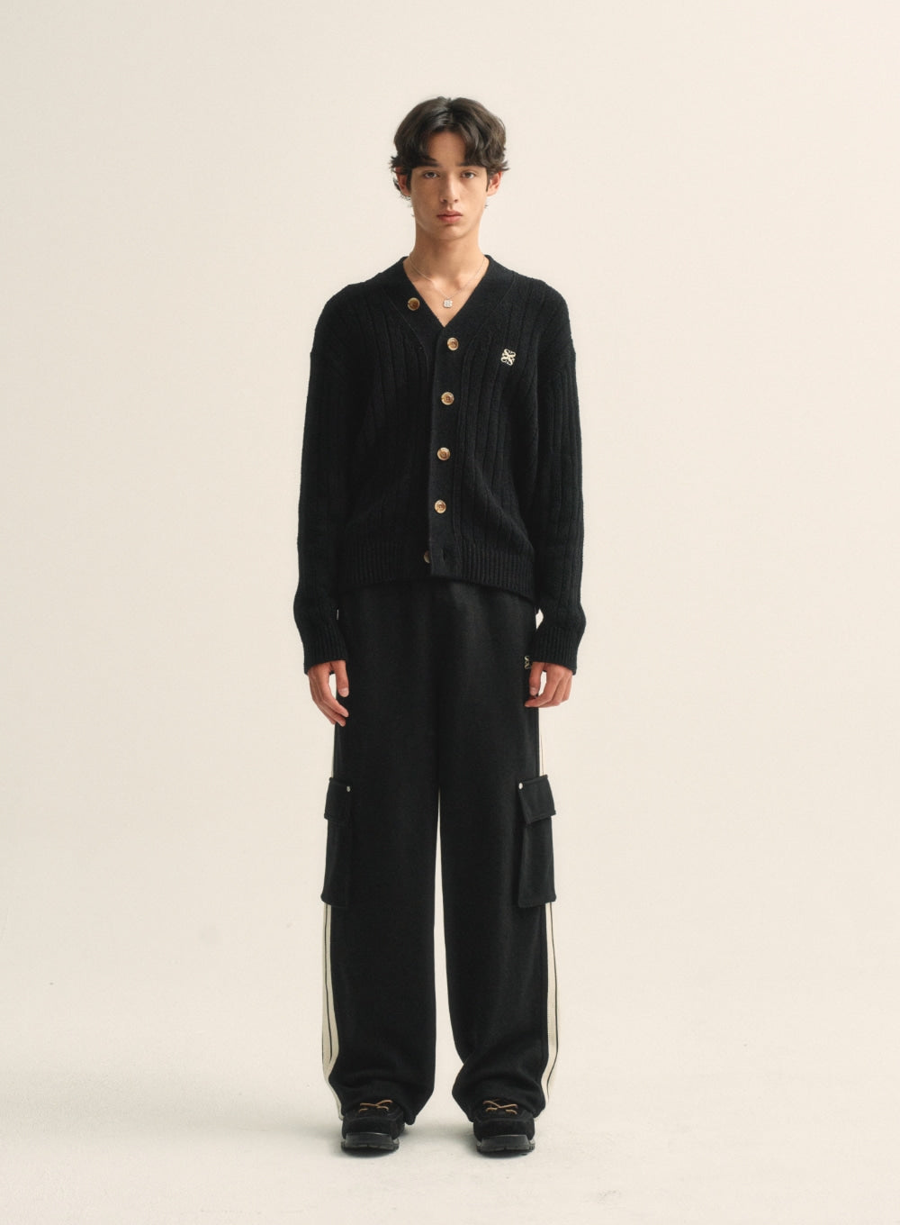 [satur] Lawton Cargo Track Pants - Caviar Black
