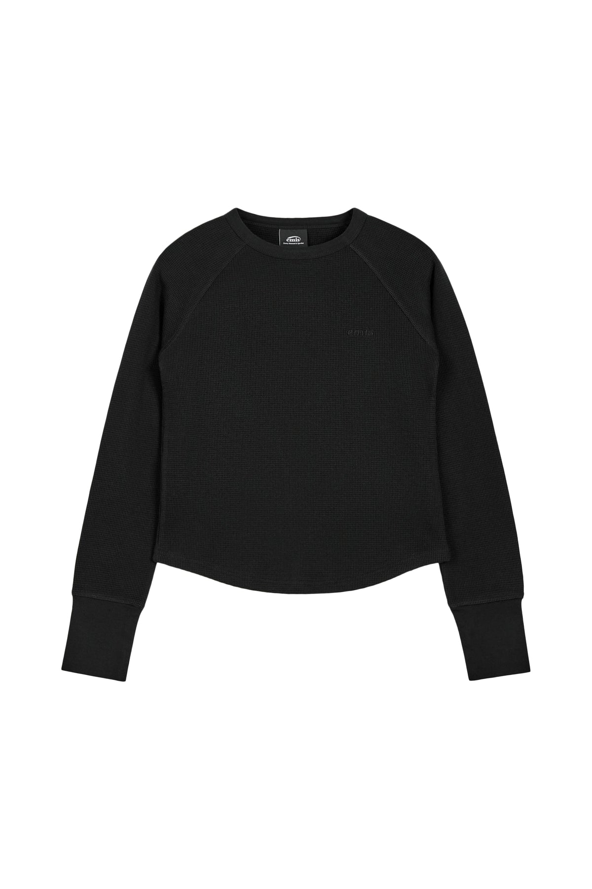 Emis Waffle Raglan LS T-Shirt-Black