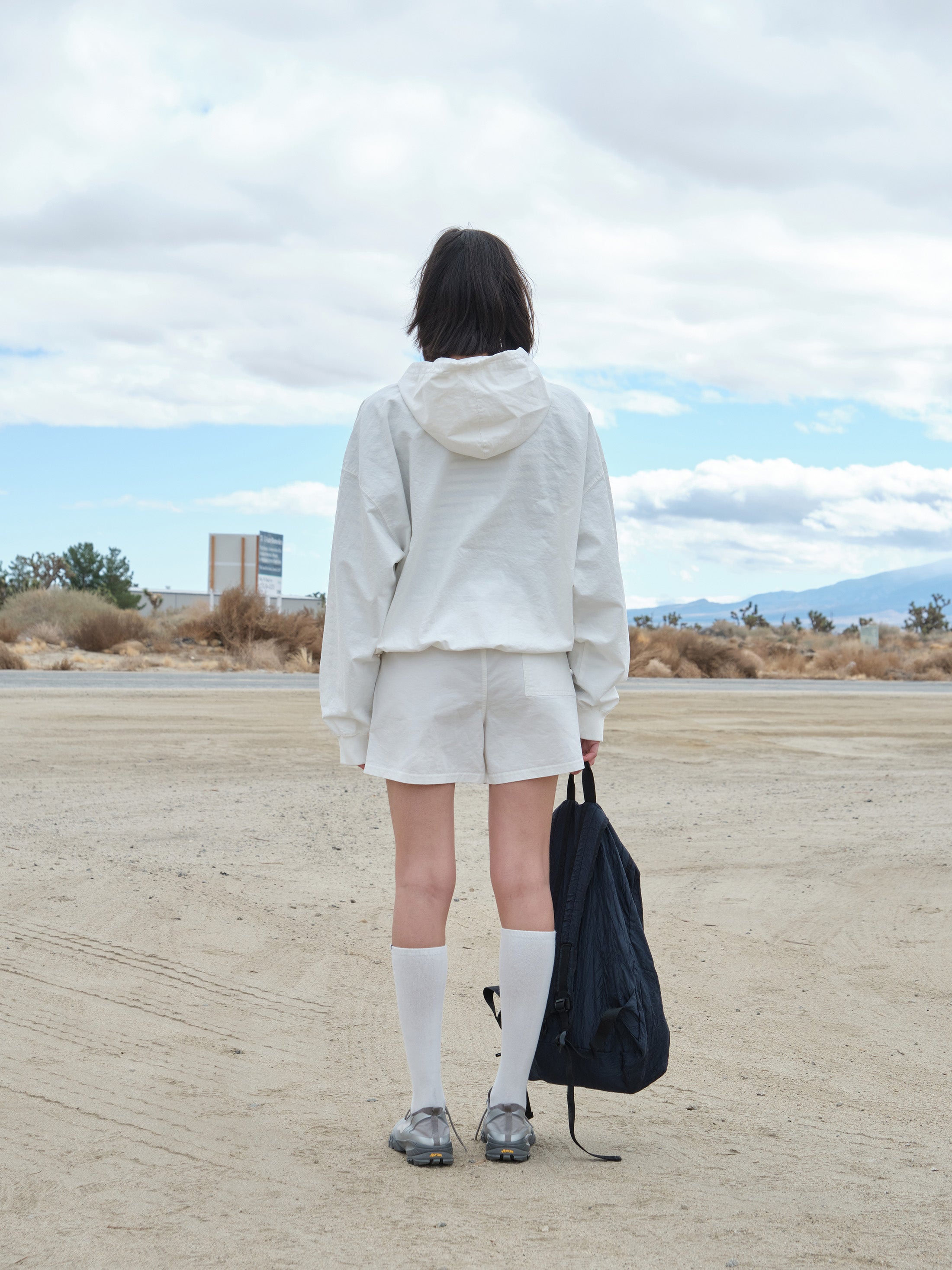 Low Classic Washed Cotton Zip-Up Hoodie White