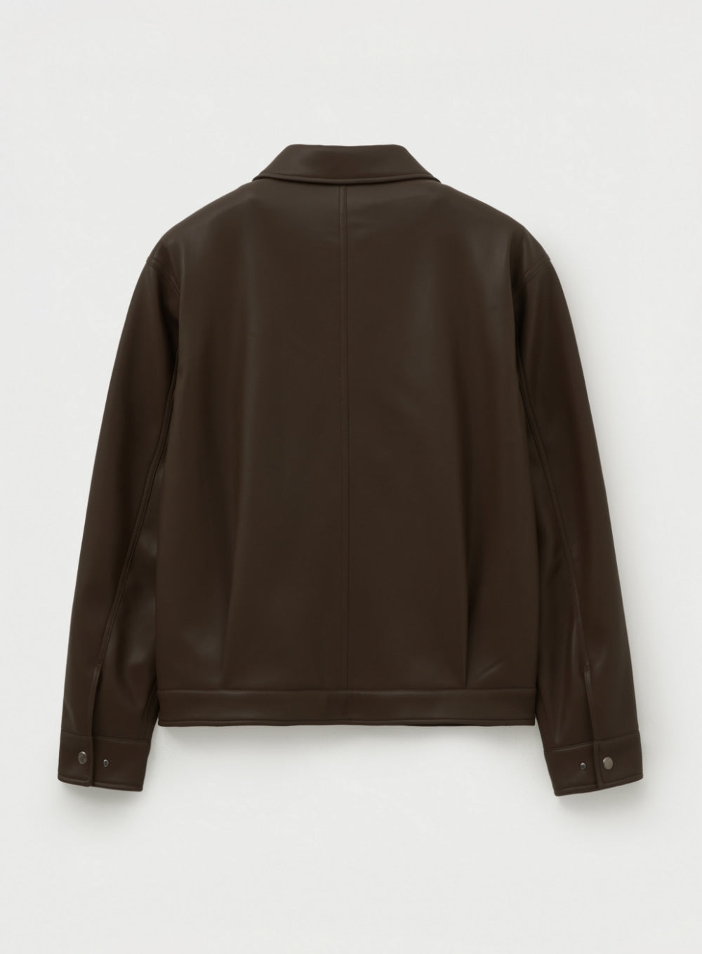 [satur] Teo Synthetic Leather Collar Jacket - Brown