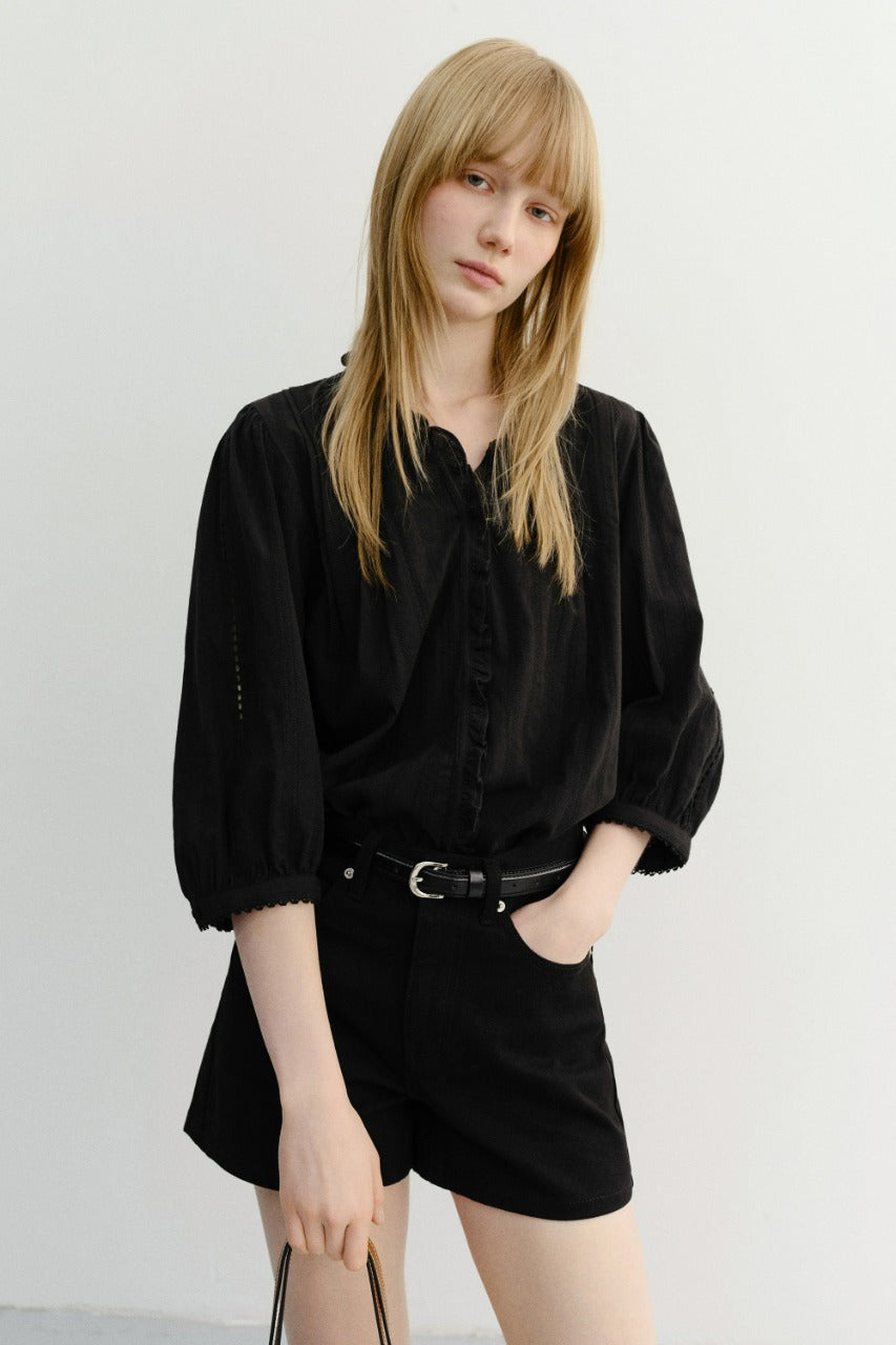 Dunst Jane Frill Blouse Black