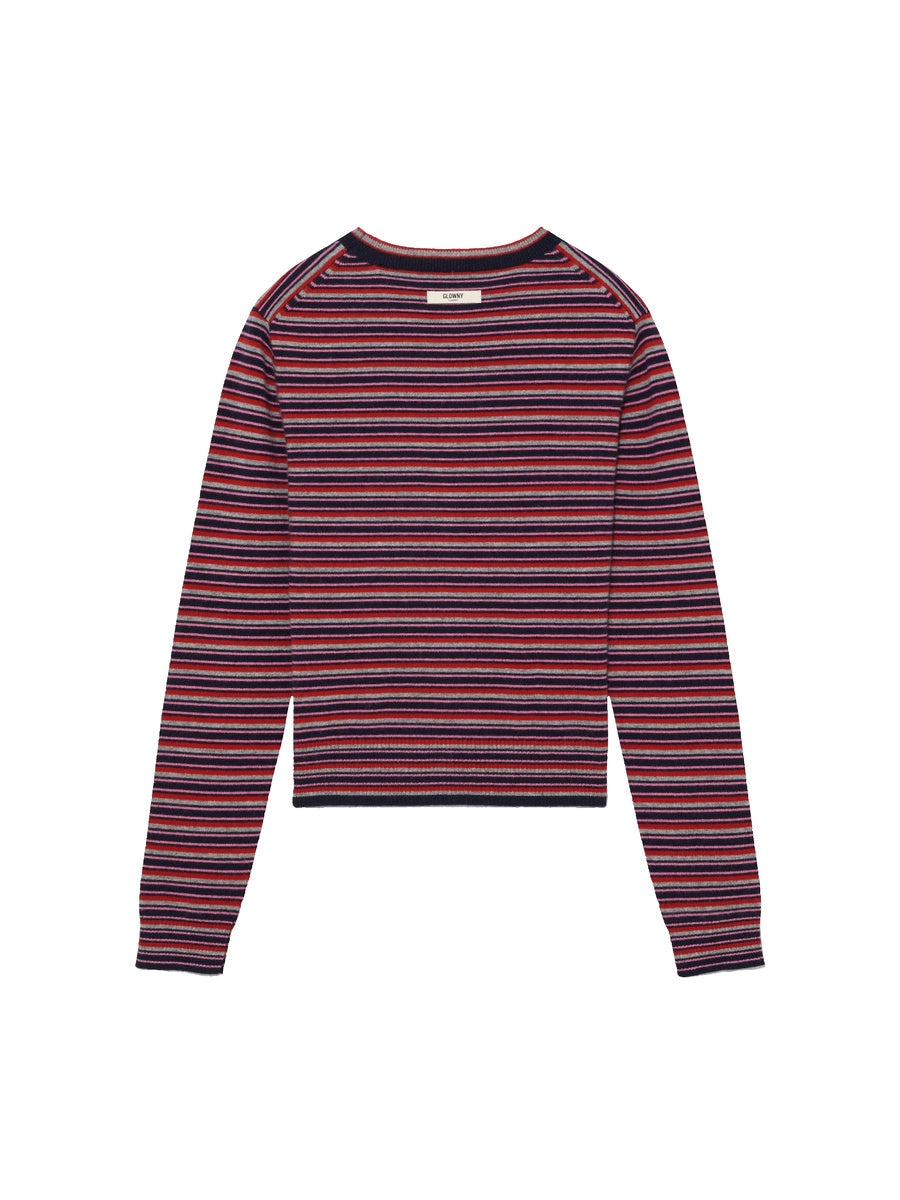 GLOWNY G Mixed Stripe Cashmere Knit (Red)